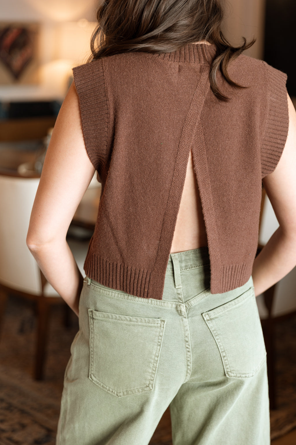 Tinsley Sweater Tank- Chocolate