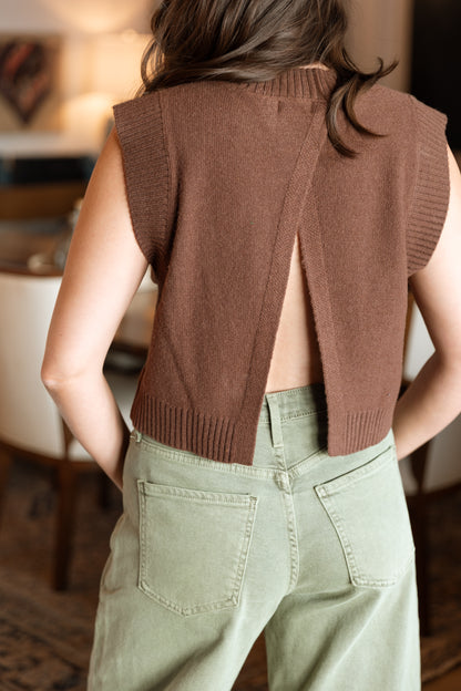 Tinsley Sweater Tank- Chocolate