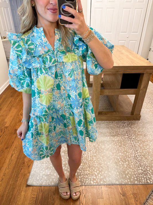 Lilah Floral Ruffle Shoulder Dress