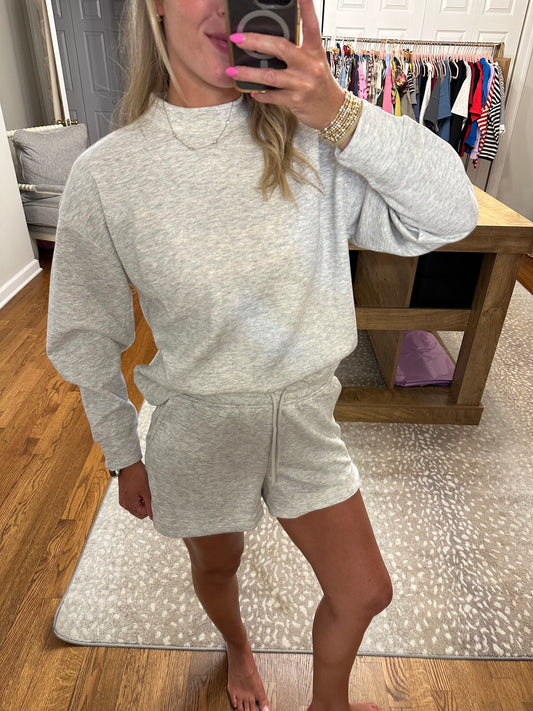 Scuba Pullover & Shorts Set- Heather Grey