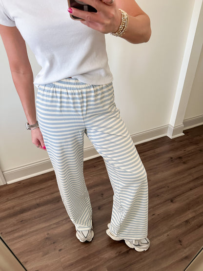 Easy Days Stripe Pants- Light Blue