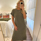 Ribbed Midi Dress- Olive