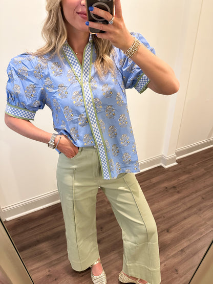 Evelyn Top- Blue/Green