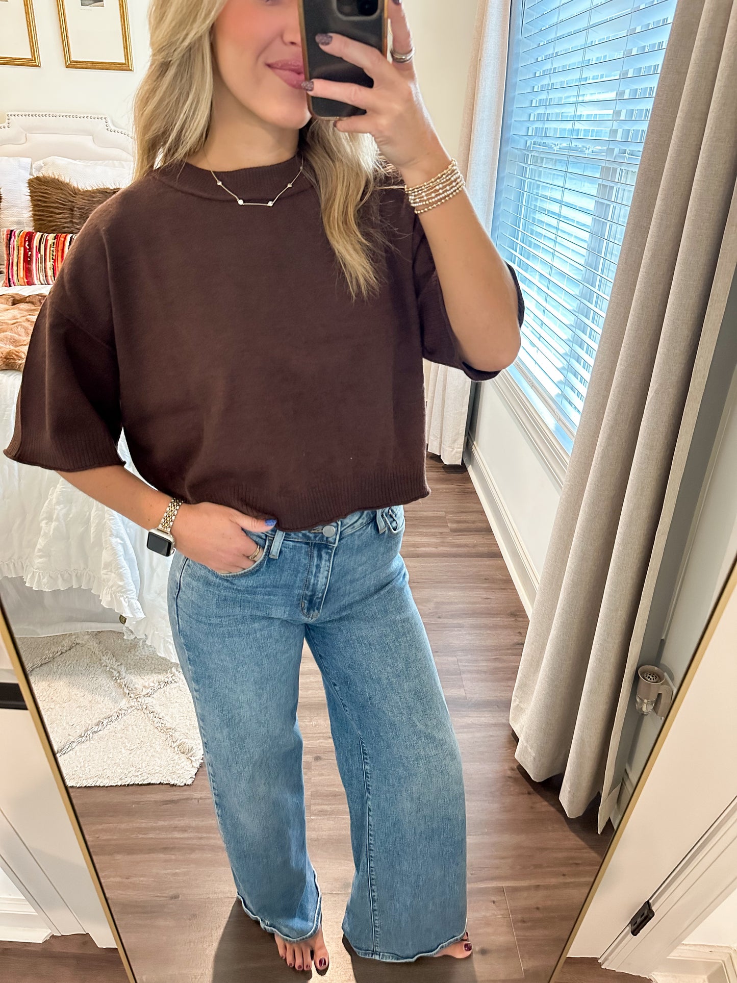 Miller Sweater Top- Brown
