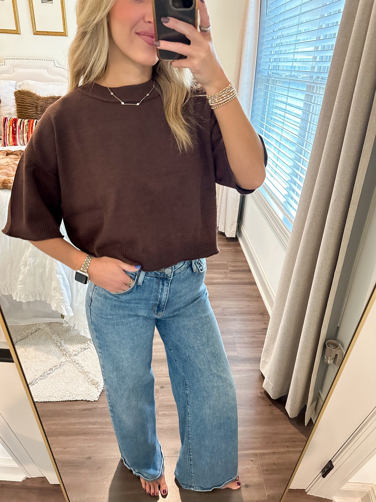 Miller Sweater Top- Brown