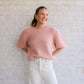 Textured Puff Sweater- Dusty Pink