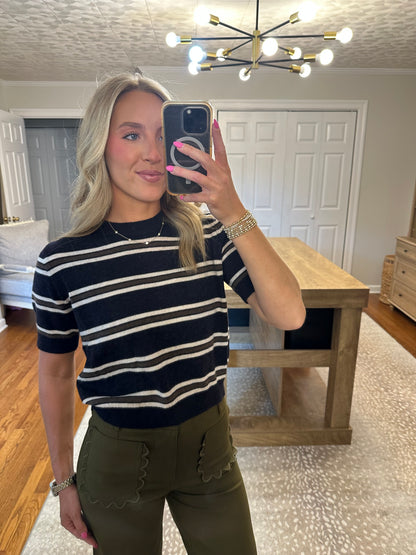 Patricia Striped Sweater- Navy