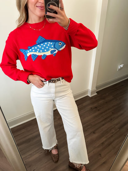 Andie Fish Sweater- Red