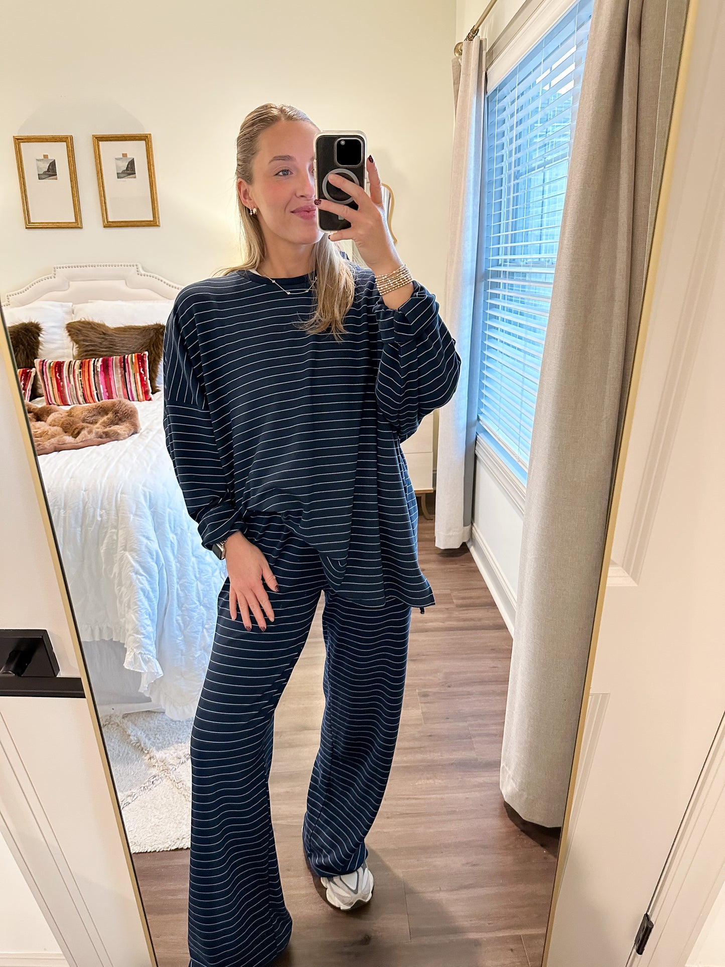 Ceila Stripe Top- Navy