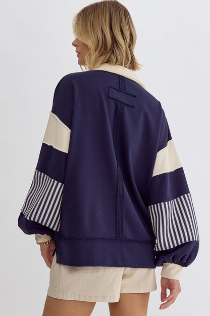 Maggie Top- Navy/Cream