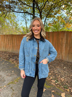 Corduroy Collar Denim Utility Jacket