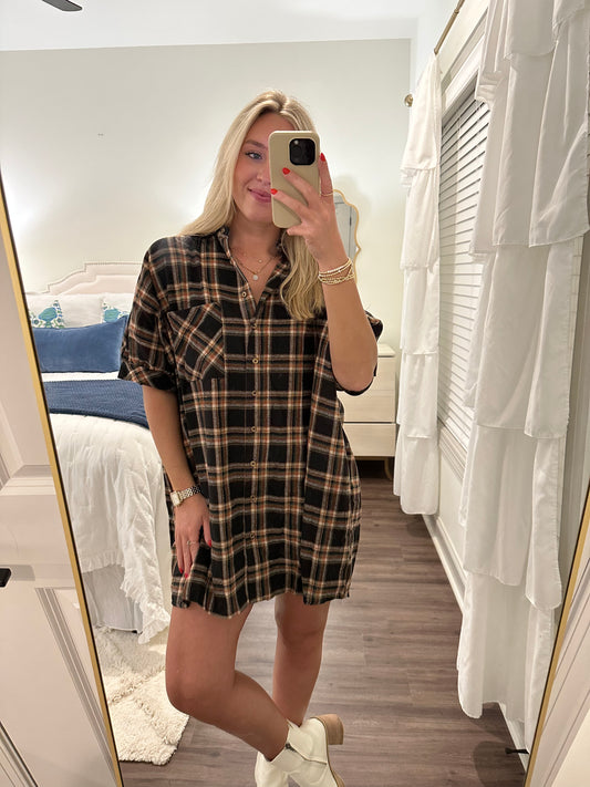 Oversized Flannel Dress