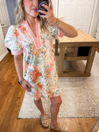 Aurelia Floral Mini Dress- Light Pink