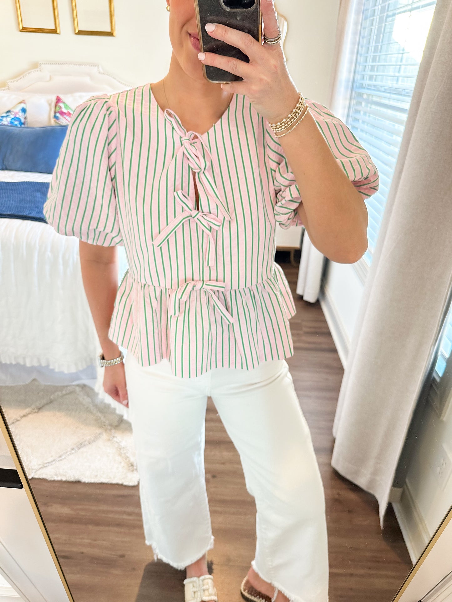 Sadie Stripe Top- Pink/Green