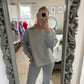 Grey Textured Jogger Set