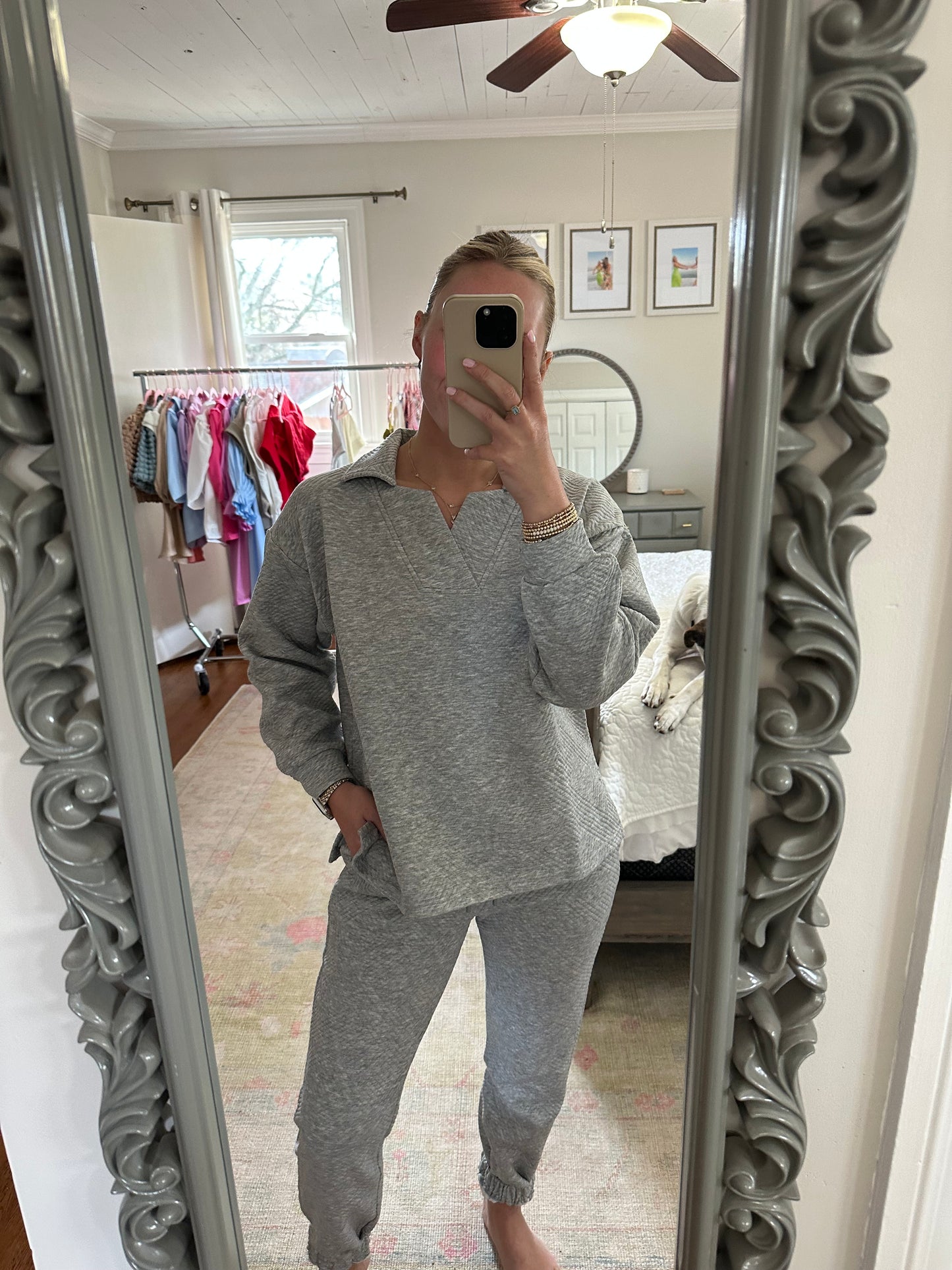 Grey Textured Jogger Set