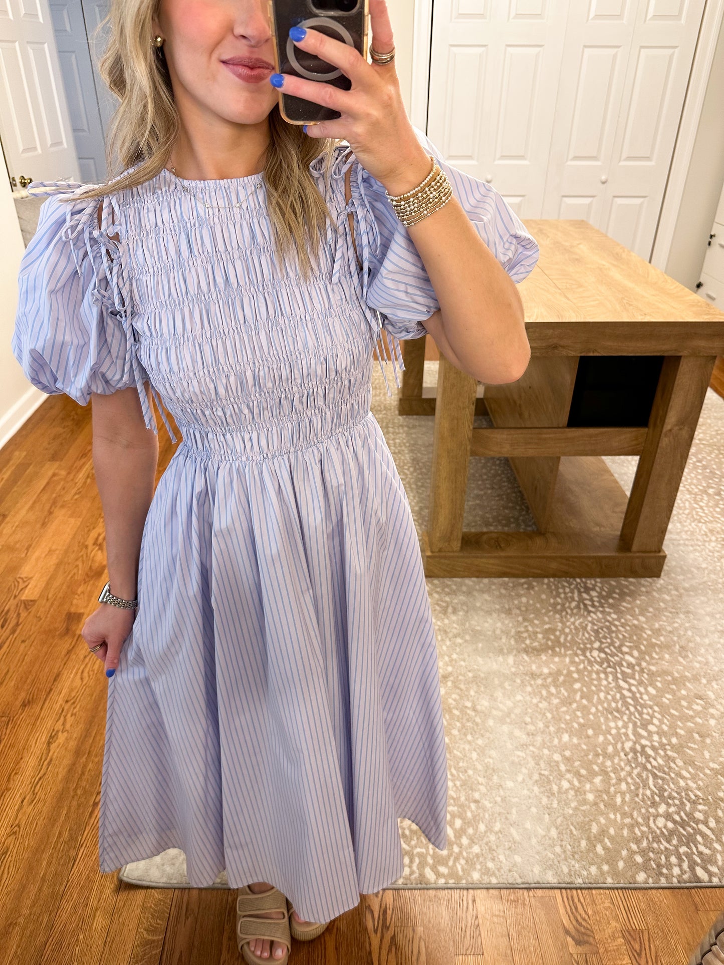 Aria Stripe Midi- Pink/Blue