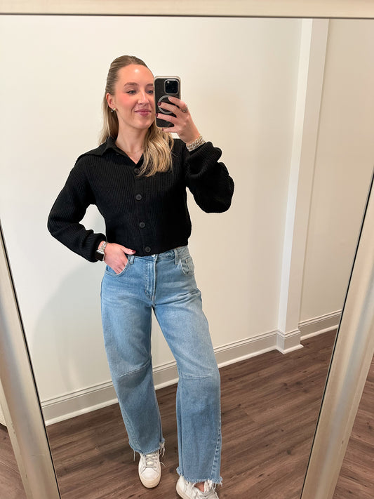 Sailor Collared Sweater- Black