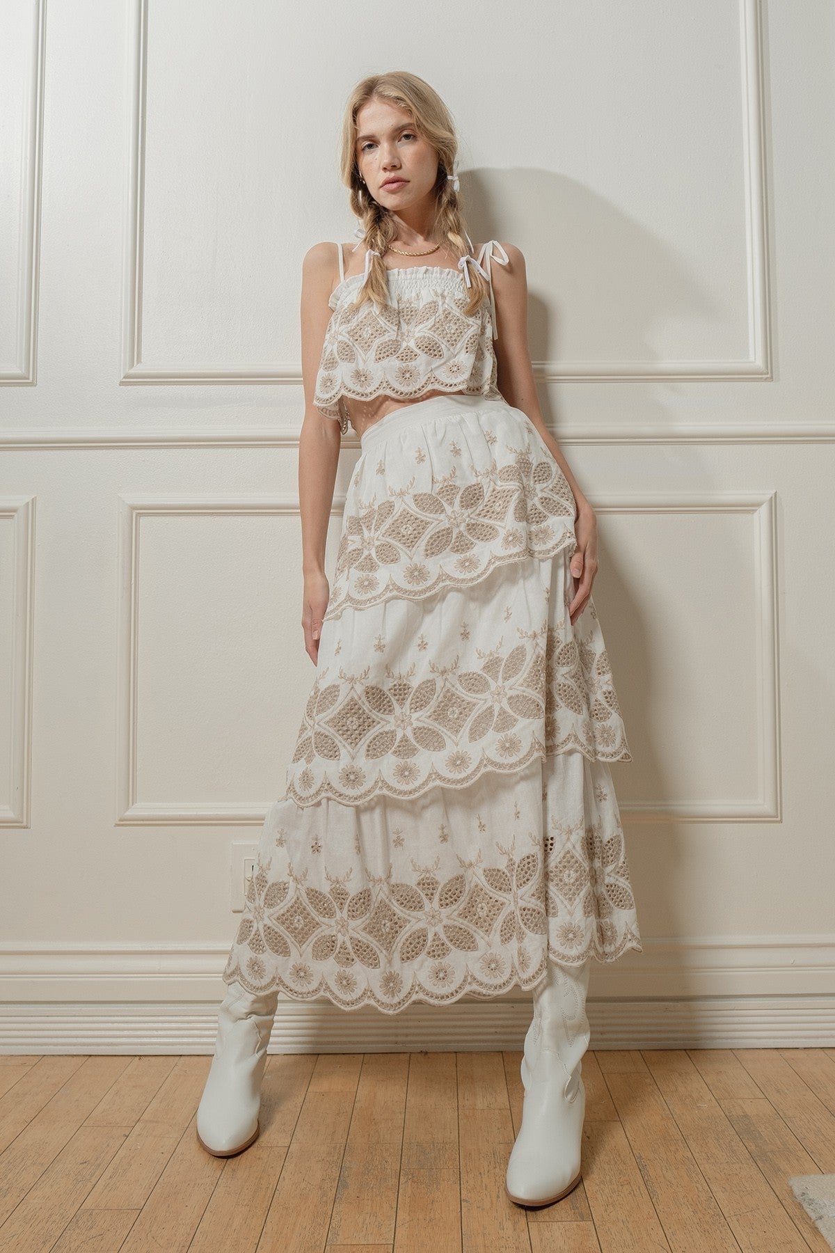 Crochet Set- Off White/Taupe