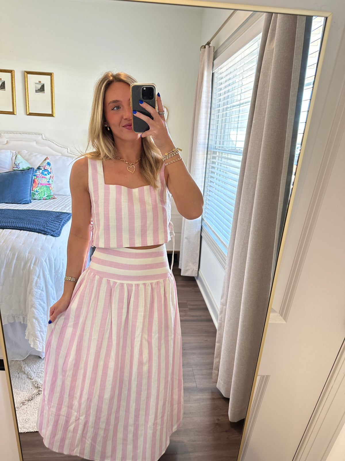 Luna Stripe Set- Pink/White