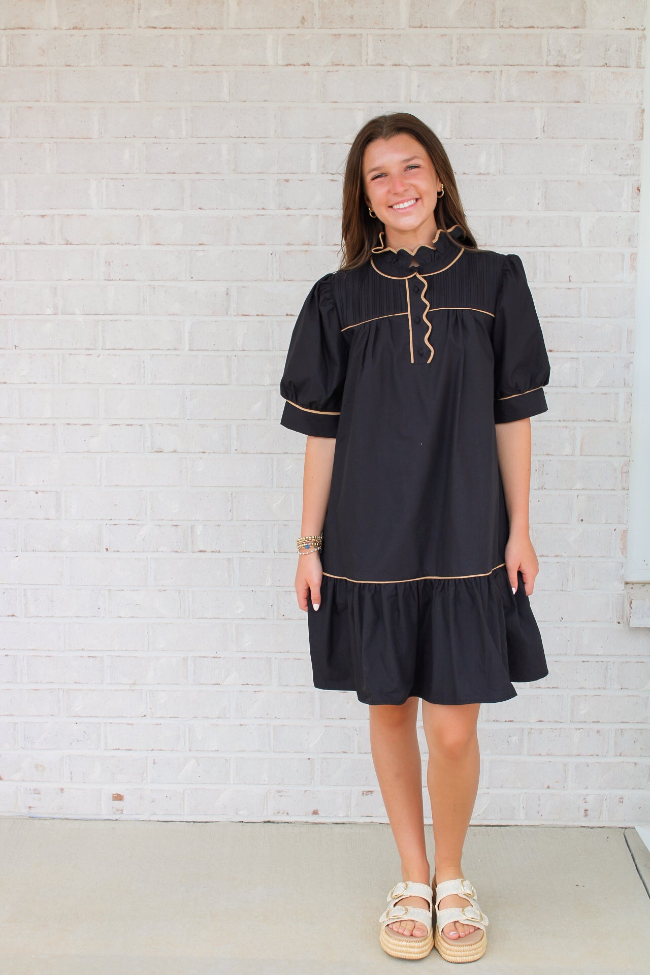 Neely Dress- Black/Tan