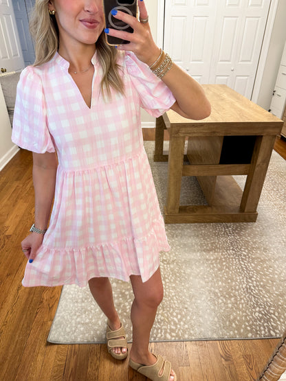 Baby Pink Gingham Dress