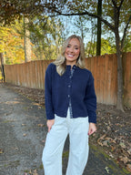 Lena Navy Gingham Cardigan