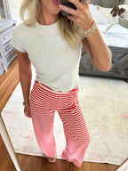 Natalie Stripe Pants- Red