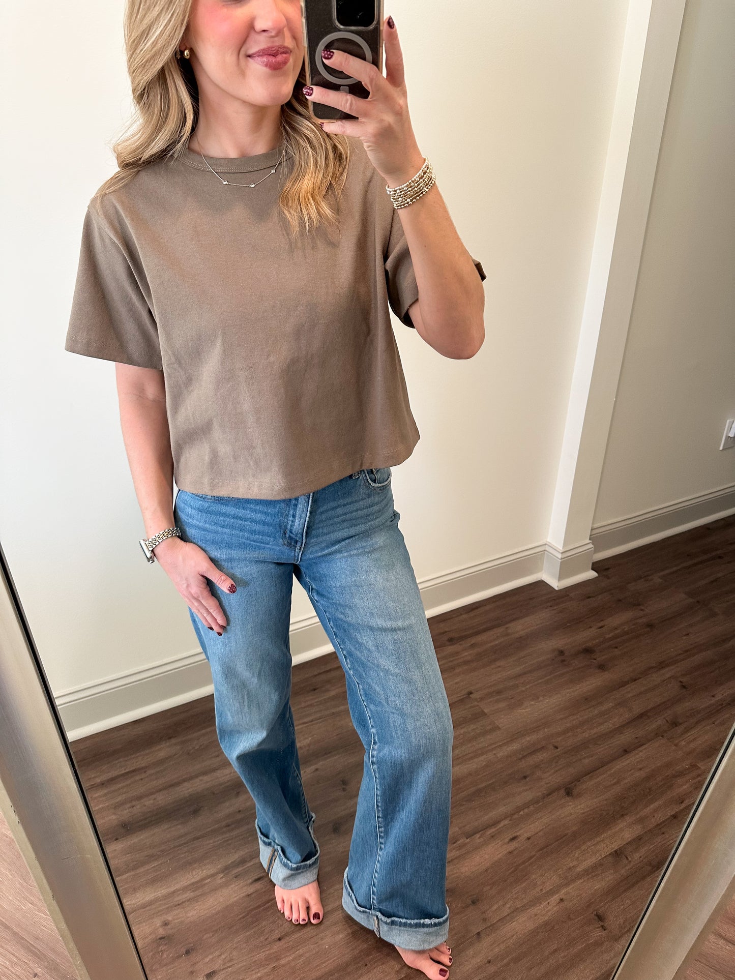 Linen Knit Tee- Olive