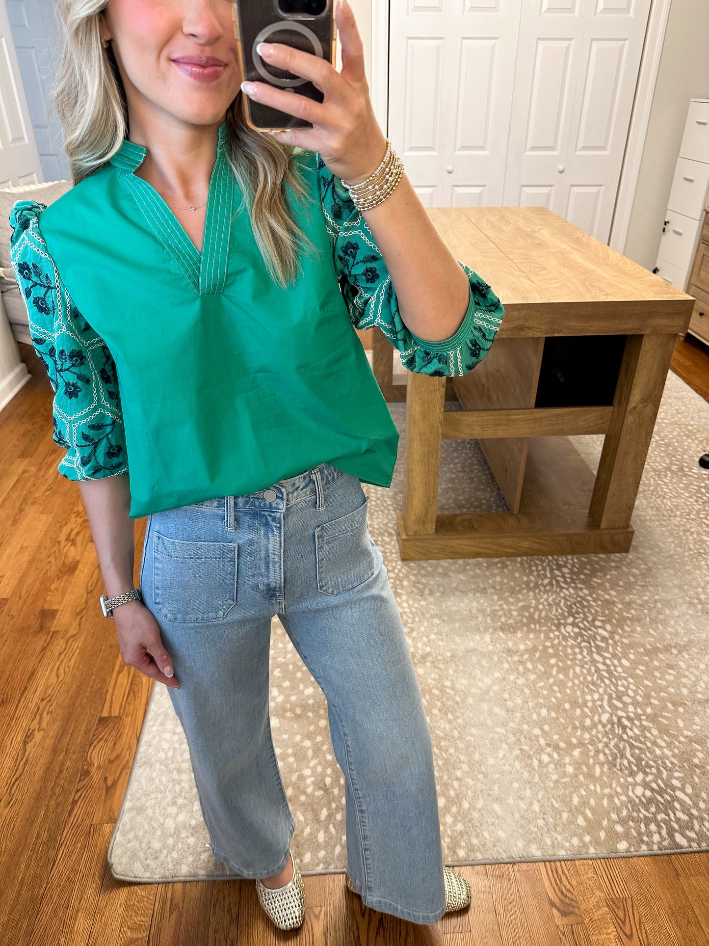 Elissa Embroidered Top- Green