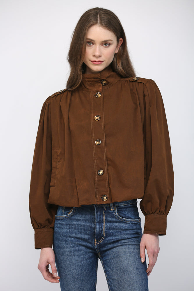 Farrah Bomber Jacket- Dark Brown