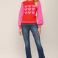 Heart Pattern Sweater- Red/Pink