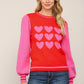 Heart Pattern Sweater- Red/Pink