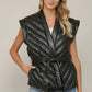 Leather Belted Vest- Black