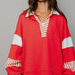French Terry Pullover- Red/White