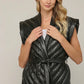 Leather Belted Vest- Black