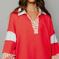 French Terry Pullover- Red/White