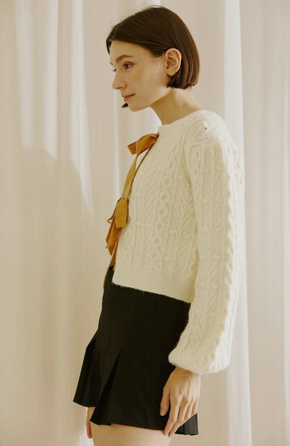 Cable Knit Bow Sweater