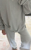 Ceila Stripe Pant- Charcoal