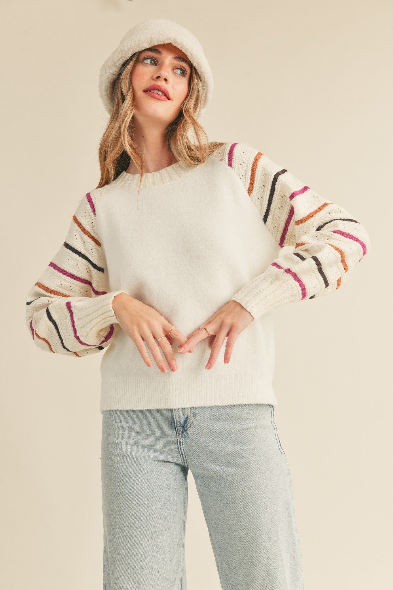 Striped Sleeve Sweater