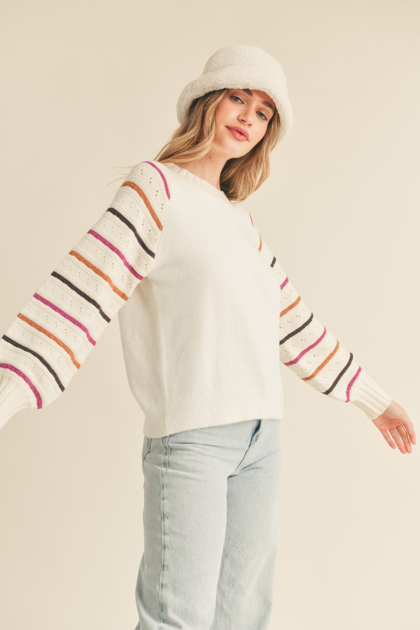 Striped Sleeve Sweater