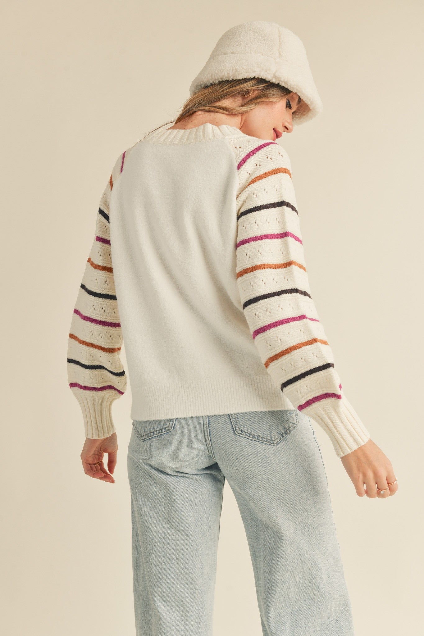 Striped Sleeve Sweater