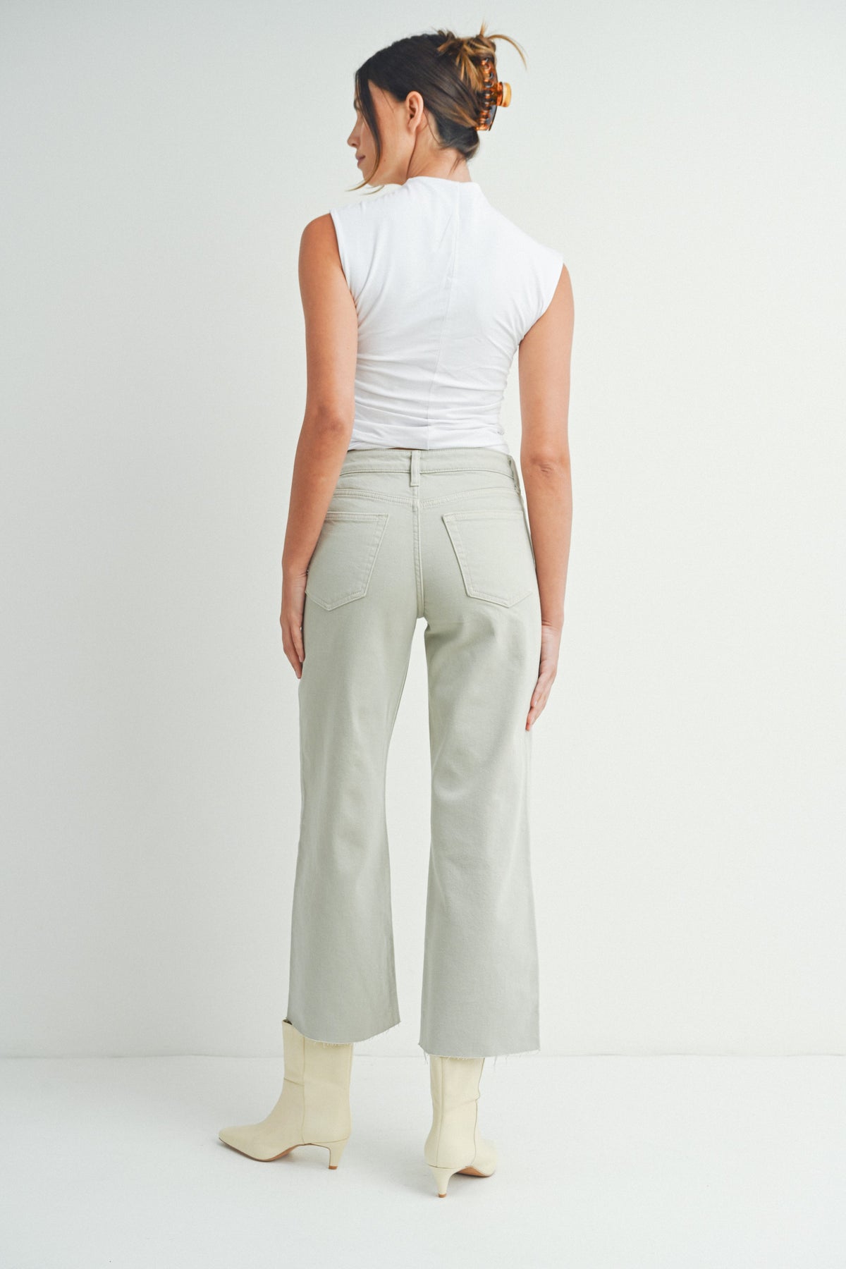 Olive Slim Wide Leg Jean