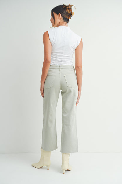 Olive Slim Wide Leg Jean