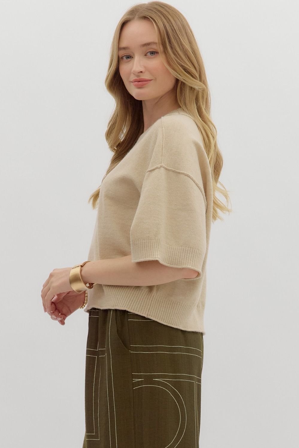 Miller Sweater Top- Tan