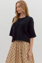 Ava Cardigan Top- Black