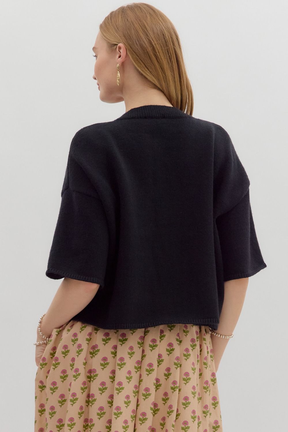 Ava Cardigan Top- Black