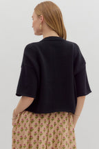Ava Cardigan Top- Black