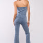 Denim Tube Flare Jumpsuit