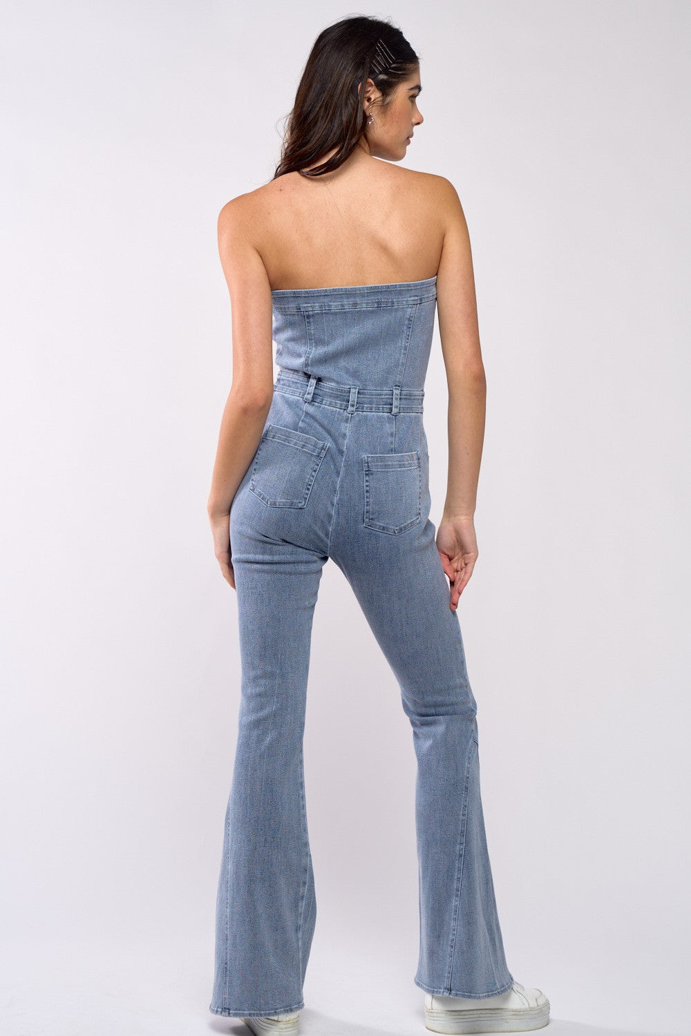 Denim Tube Flare Jumpsuit